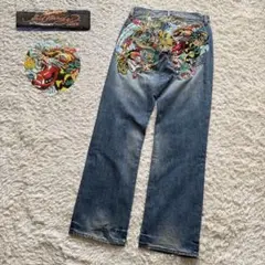 Ed Hardy 豪華刺繍 虎 龍 和柄 デニムパンツ ジーンズ Y2K ロックのサムネイル