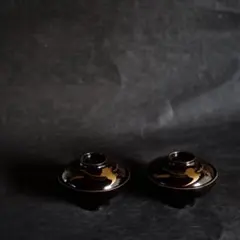 明治時代保証　蒔絵蓋付椀　(明治時代) 索輪島茶道具懐石料理　二客セット