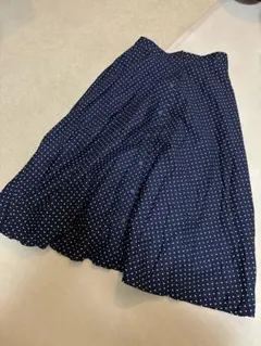 UNIQLO スカート ネイビー 水玉 ドット柄 M ボタン 裏地あり