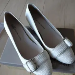 オリエンタルトラフィック ツイード系パンプス 白 美品 40 24.5