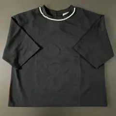 Honeys GLACIER 五分袖 Tシャツ パール装飾 ブラック