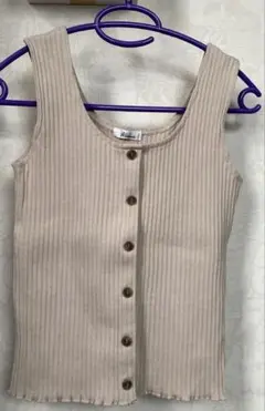 Wallamanda リブニット ノースリーブ トップス ベージュ