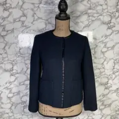 美品　アーバンリサーチドアーズ　（One）　ツイードノーカラージャケット　紺系のサムネイル