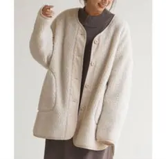 ノーカラーコート フリースジャケット