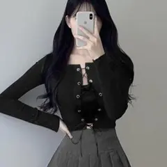グレイル［S］美品◎大人クール◎なめらかタッチ◎ショート丈リブ編みカーディガン