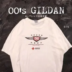 00’s GILDAN 白Tシャツ　SUPER 56 HERO REDCROSS