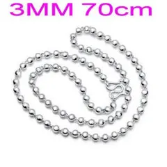 S990スターリングシルバーネックレスボールチェーン3mmビーズセーターチェ5