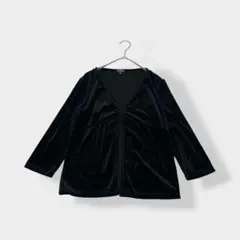 INDIVI インディヴィ ストレッチ ベロア カーディガン ブラック 38のサムネイル