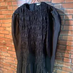 タグ付 MOUSSY SHIRRING GATHER ドレス 黒 サイズ1