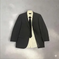 【極美品】 ブラックスーツ ストライプ 黒 ビジネススーツ L 冠婚葬祭兼用