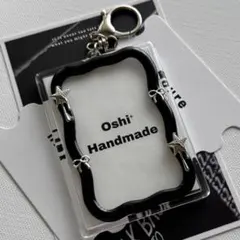 トレカキーホルダー　トレカケース　レジンデコ ワンカラー　星　リボン　ブラック