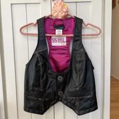 美品　ディーゼル　ベスト　羊革　黒　M