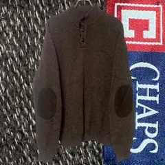 CHAPS チャップス ブラウン ヘンリーネック モックネック コットン ニット