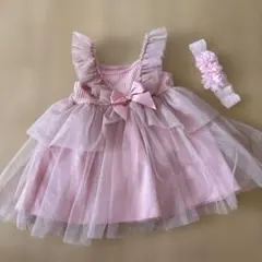 フリル付きピンクベビードレス95cm以下