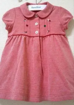 美品 familiar ファミリア 80 襟付き 鹿の子素材 ワンピース