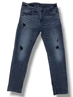 アメリカンイーグル SKINNY Mサイズ 色落ち＆ひげ＆ハチノス加工 ジーンズのサムネイル