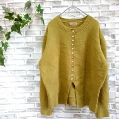 バブ　ニット　カーディガン　長袖　秋冬　フリーサイズ　レディース　鶯色
