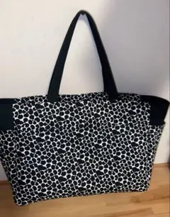 サイドポケット付きトートバッグ　特大　北欧柄