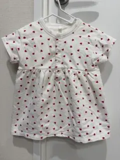 ハート柄ロンパース ホワイト　ワンピース　プチバトー