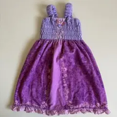 110 女の子 ラップタオルワンピ パープル フリル