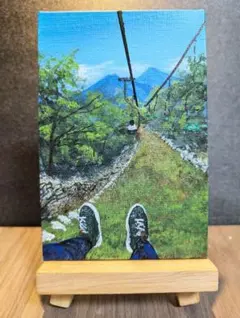 山を降りる　アクリル画 小型