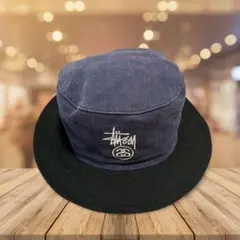 紺タグ　オールドステューシー　Stussy バケットハット ネイビー/ブラック