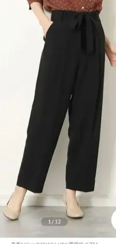 新品！タグつき！ クチュールブローチ ウエストリボン付きブラックパンツ Mサイズ