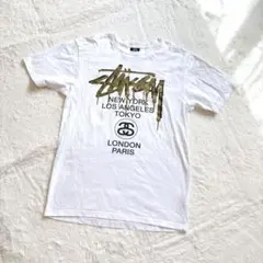 STUSSYペンキワールドツアーTシャツ白金希少M激レア半袖00sY2K2037