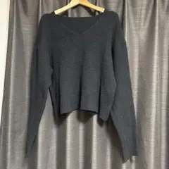 nairo 黒 Vネック クロップドニットセットアップ