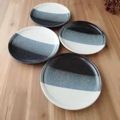 モノトーン小皿・４枚　美濃焼〈新品・未使用〉