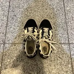 Vans チェッカーパターン スニーカー 黒/白