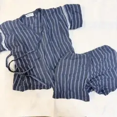ベビー　キッズ　甚平　甚兵衛　ネイビー　90
