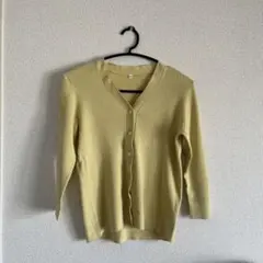 ライトイエロー 七分袖カーディガン 無印良品　Lサイズ