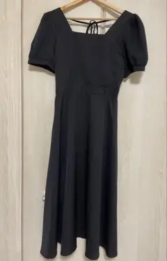 バックオープンワンピース　ワンピース　ブラックsize:M ブラックワンピ