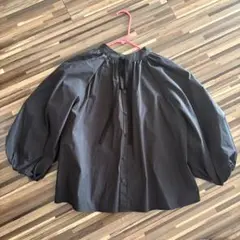 バックリボンバルーンスリーブシャツ　ネイビー