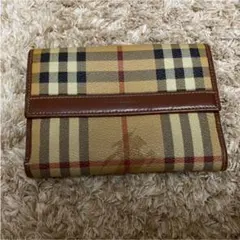 BURBERRY バーバリー チェック柄 牛革 レザー Wホック ミニ財布
