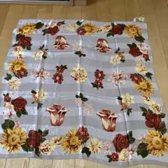 花柄シースルーシルクスカーフ 日本製未使用