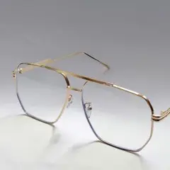【新品未使用】ツーブリッジ　ダブルブリッジ　ビッグシェイプ　スクエア　ゴールド