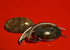 オーバル型天然石ブローチ2個セット