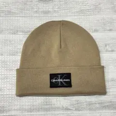 Calvin Klein Jeans ニット帽 ベージュ CKロゴ付き