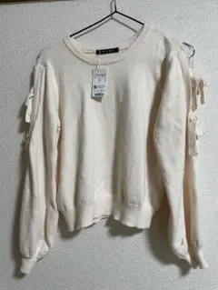 INGNIリボン付き淡いピンクニットセーター