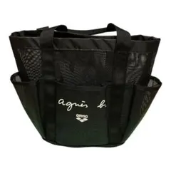 未使用級✨agnes b. arena メッシュトートバッグ　ブラック　ロゴ入りのサムネイル