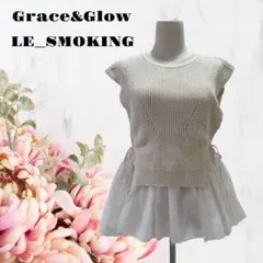 ニット&ワンピ【M-L相当】重ね着レイヤード♡フリル♡セパレート♡2点セット