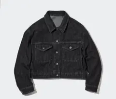 ユニクロ デニムクロップドジャケット ダークグレー