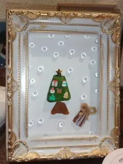 シーグラスアート クリスマス ツリー 子ども作品 写真立て インテリア 飾り ★