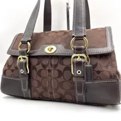 coach コーチ ハンドバッグ ターンロック シグネチャー Y2K 肩掛け 茶