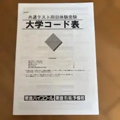 2025年 共通テスト同日体験受験 大学コード表
