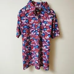 花柄半袖シャツ 【L】100%コットン 柄が可愛い♡ゴルフやスポーツにも！