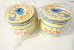 PUPPET SUNSUN 円形ポーチ 2個セットGU　パペットスンスン缶詰黄色