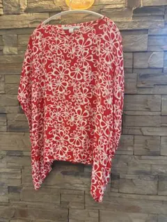 ◇SUNVALLEY◇花柄ジャガードドルマンワイドチュニック ブラッド 